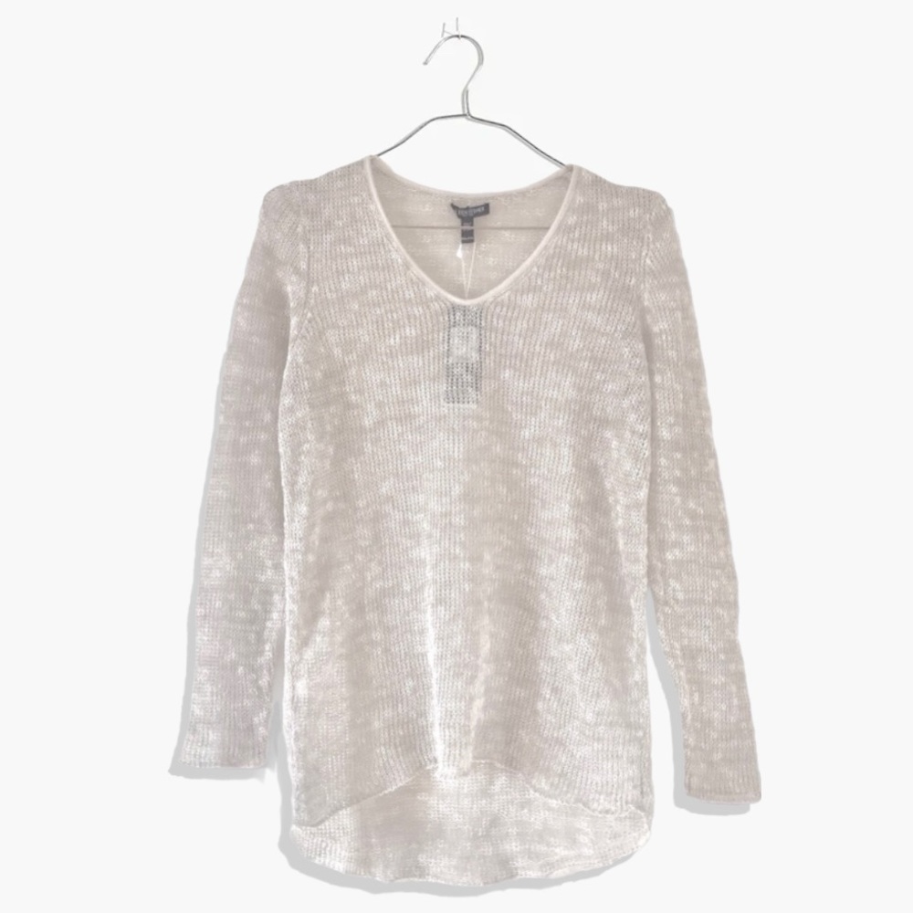 Eileen Fisher NWT NEW Airy Mélange Pebble Soft V-Neck Top Petite M
